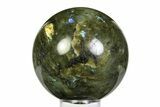 Flashy, Polished Labradorite Sphere - Great Color Play #355455-1